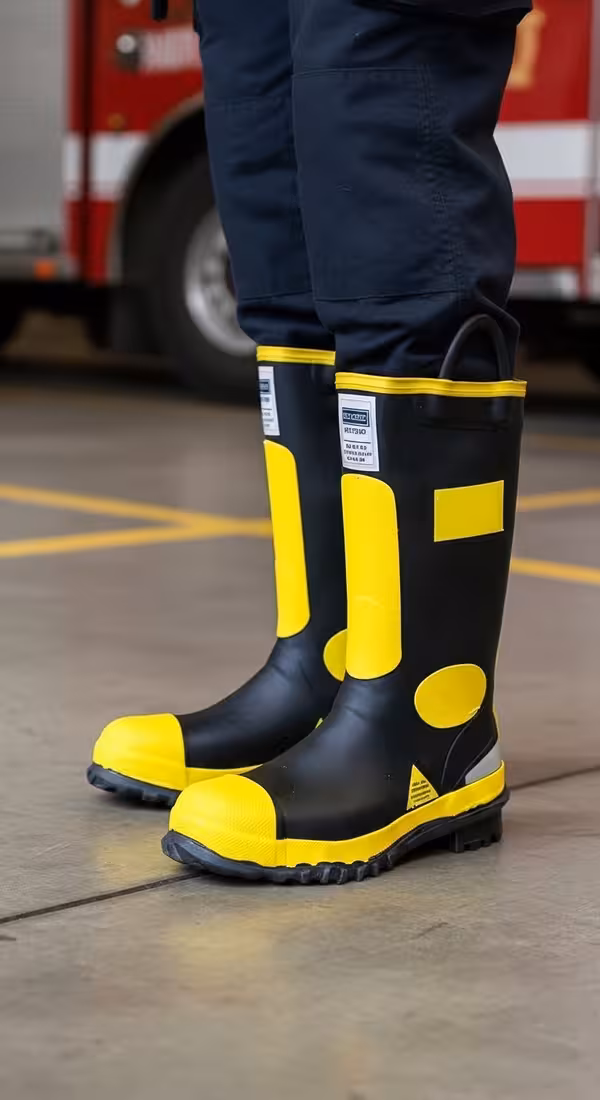 Bomberos en lluvia con botas Gore-Tex