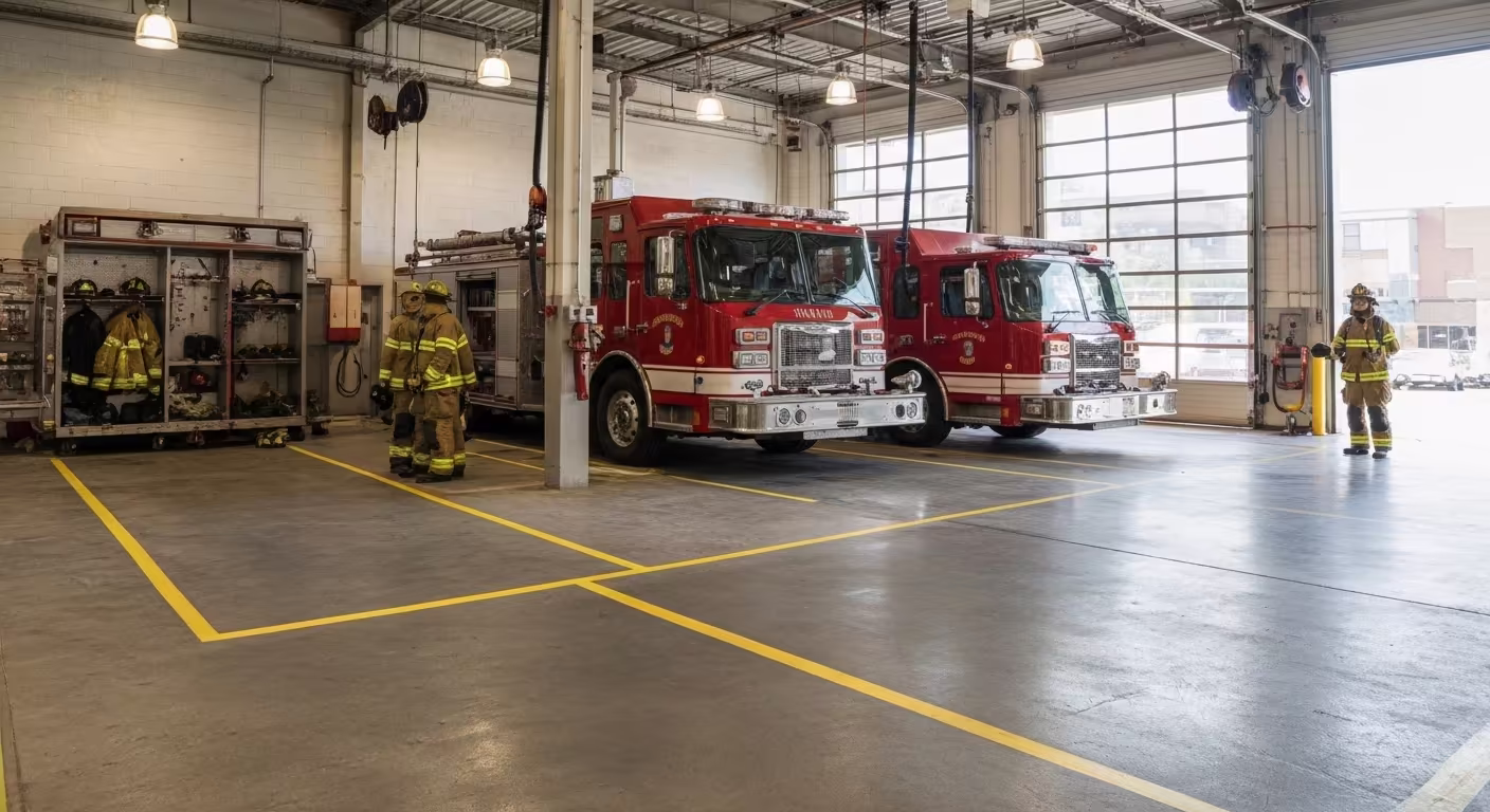 Bahía de estación de bomberos en Guanajuato con equipos especializados HAZMAT refinería Salamanca